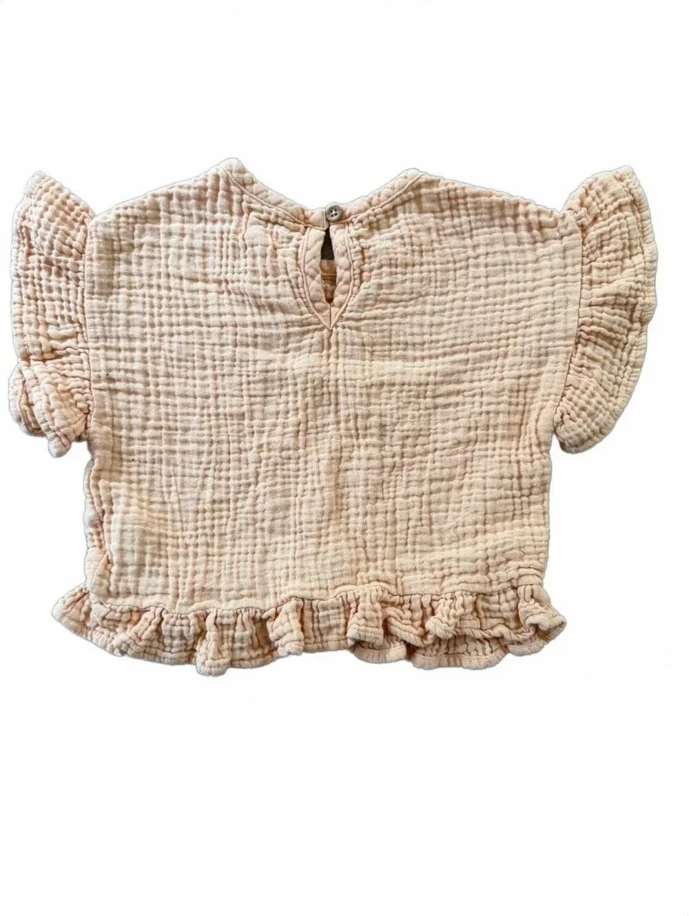 Grayson Concepts Peach Ruffled Sleeve Gauze Top Size 3T